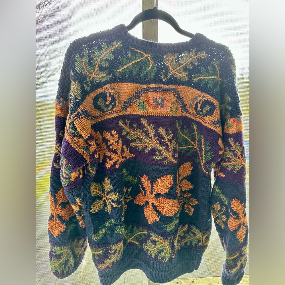 🍁🍃🍂Northern Isles hand-knit leaf sweater. Men’s M - Picture 3 of 4